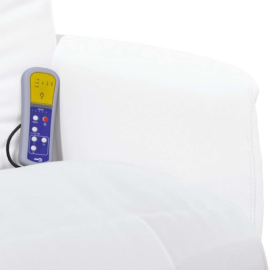 Massagesessel mit Fußteil Weiß Kunstleder