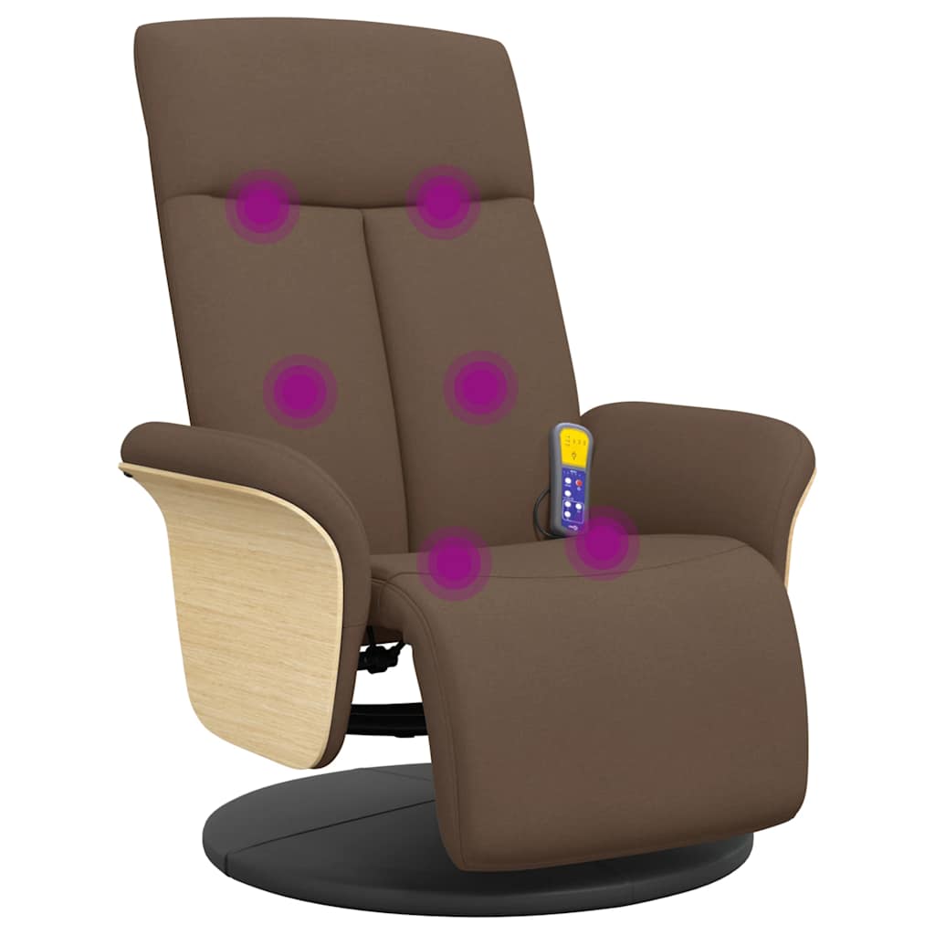 Massagesessel mit Fußteil Braun Stoff