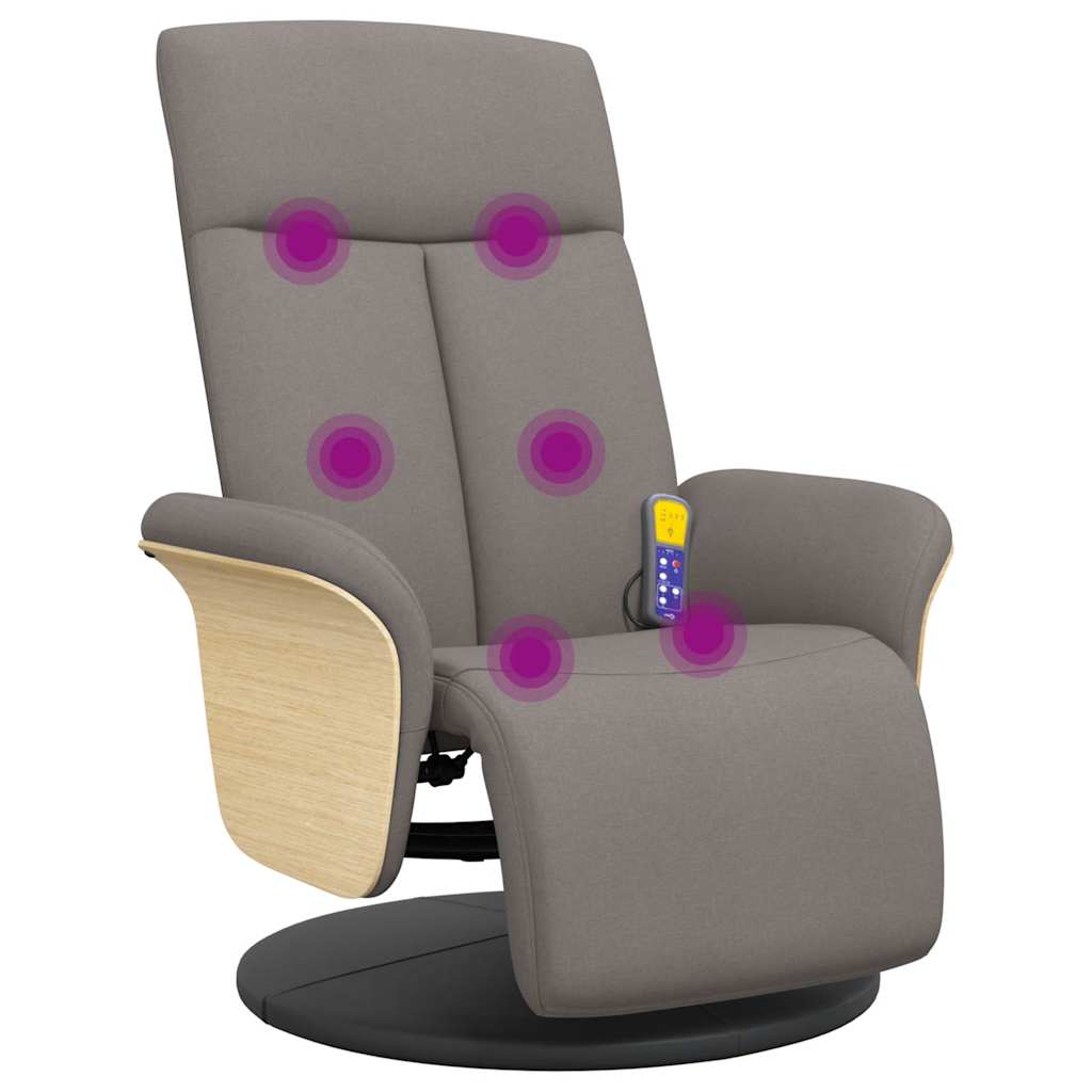 Massagesessel mit Fußteil Taupe Stoff