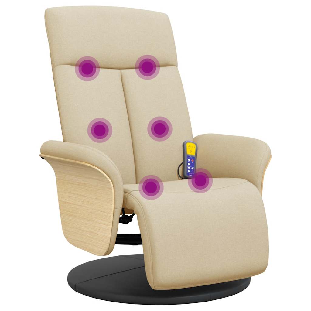 Massagesessel mit Fußteil Creme Stoff