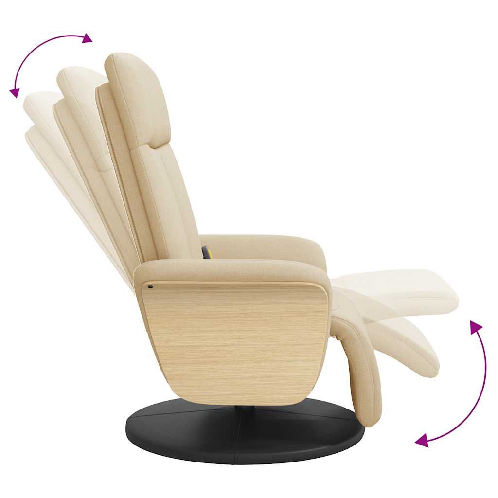 Massagesessel mit Fußteil Creme Stoff