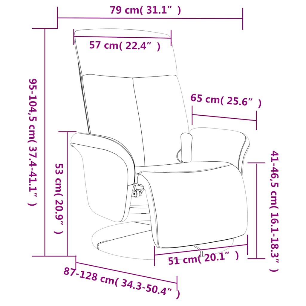 Massagesessel mit Fußteil Creme Stoff