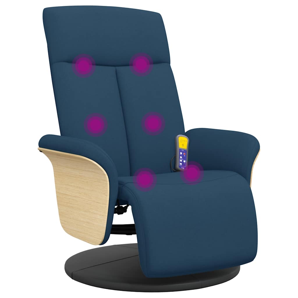 Massagesessel mit Fußteil Blau Stoff