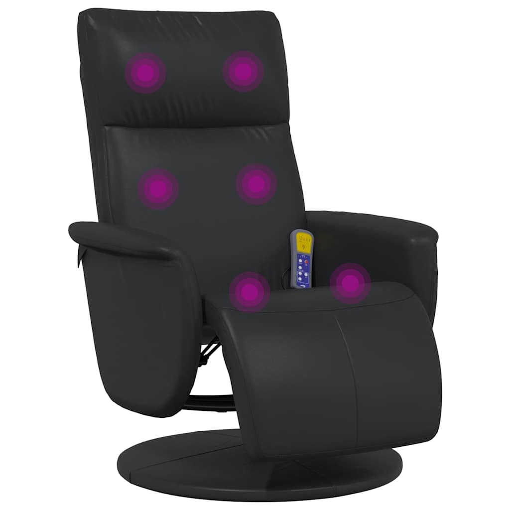 Massagesessel mit Fußteil Schwarz Kunstleder