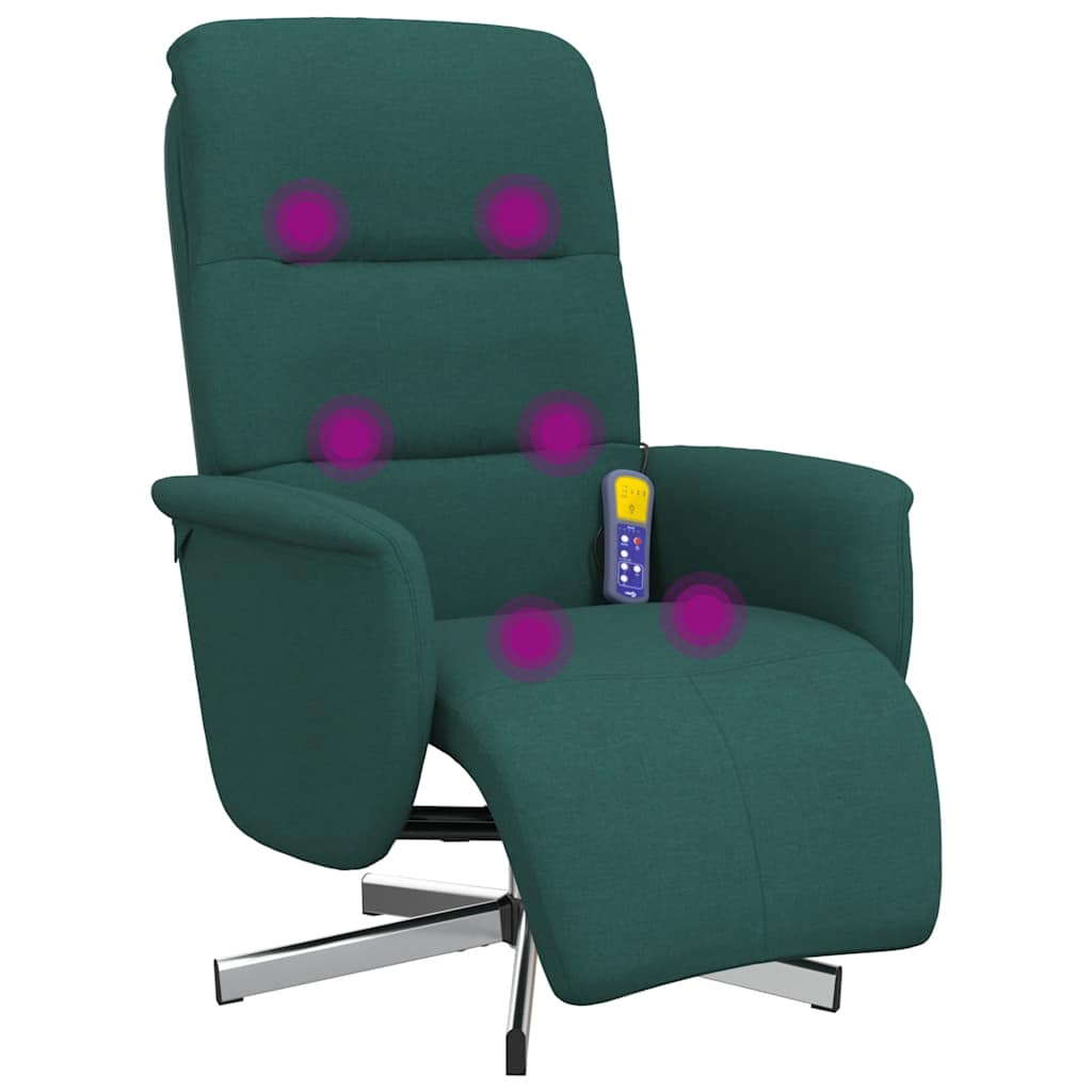 Massagesessel mit Fußteil Dunkelgrün Stoff