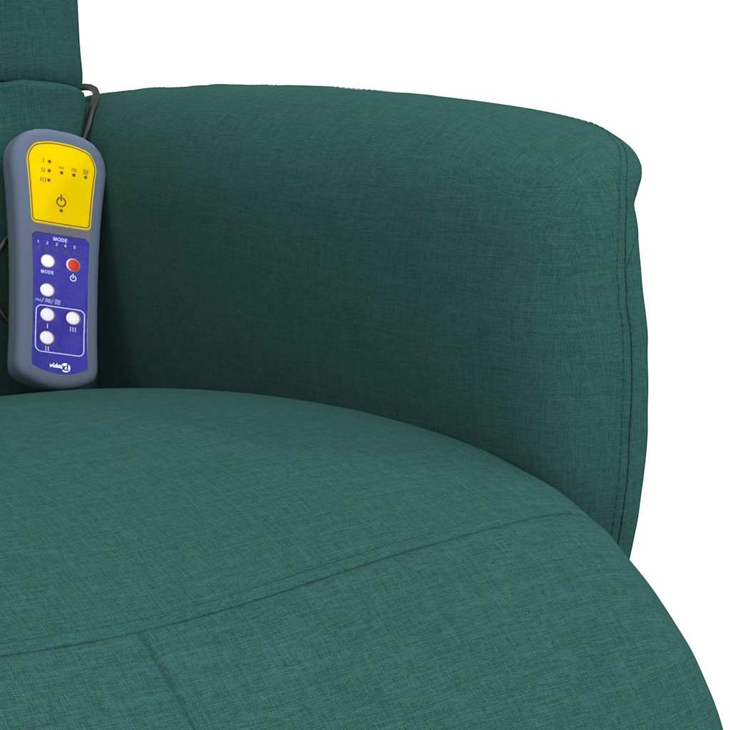 Massagesessel mit Fußteil Dunkelgrün Stoff