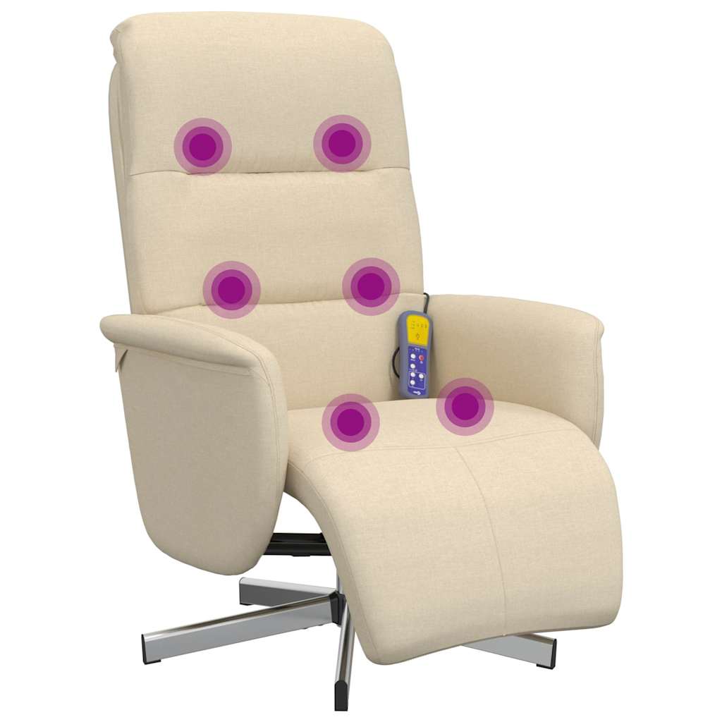 Massagesessel mit Fußteil Creme Stoff