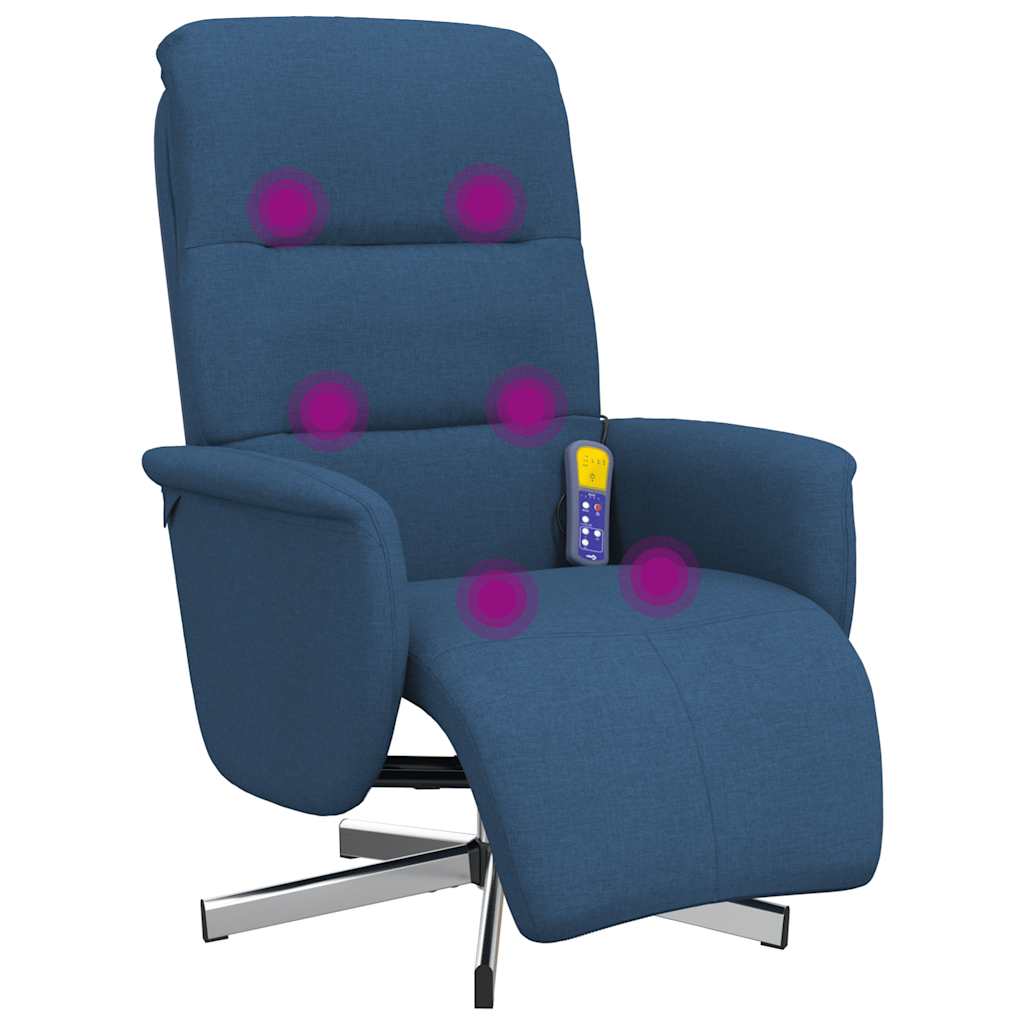 Massagesessel mit Fußteil Blau Stoff