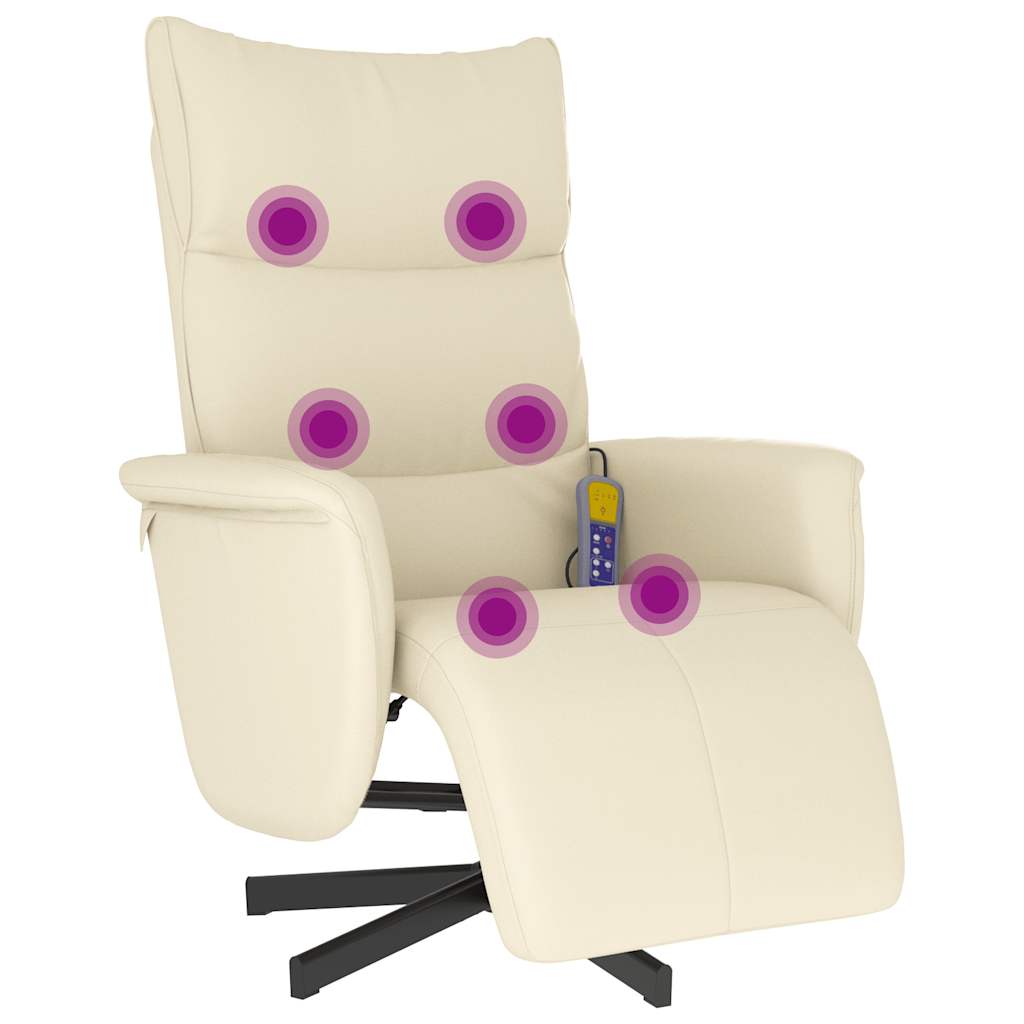 Massagesessel mit Fußteil Creme Kunstleder