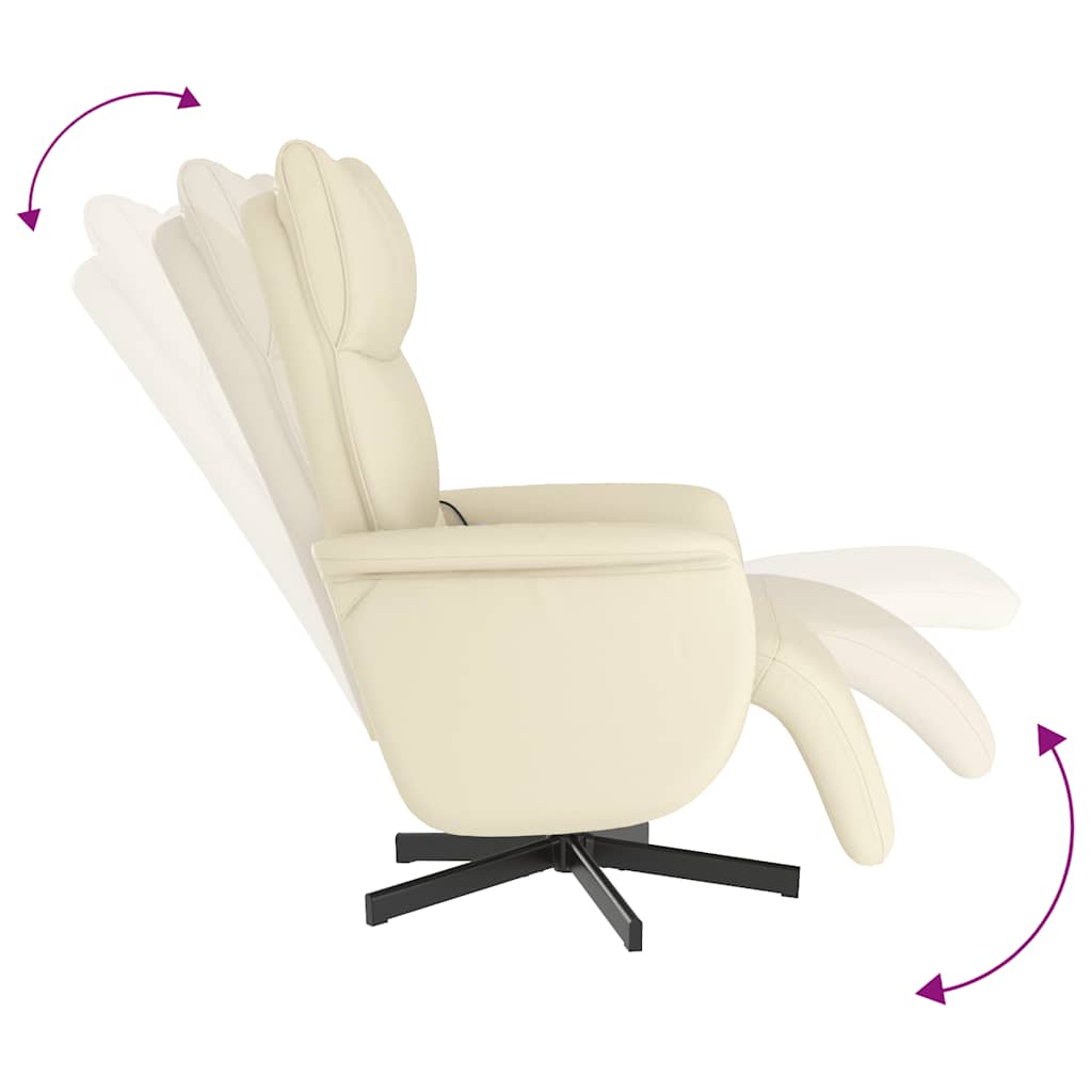 Massagesessel mit Fußteil Creme Kunstleder