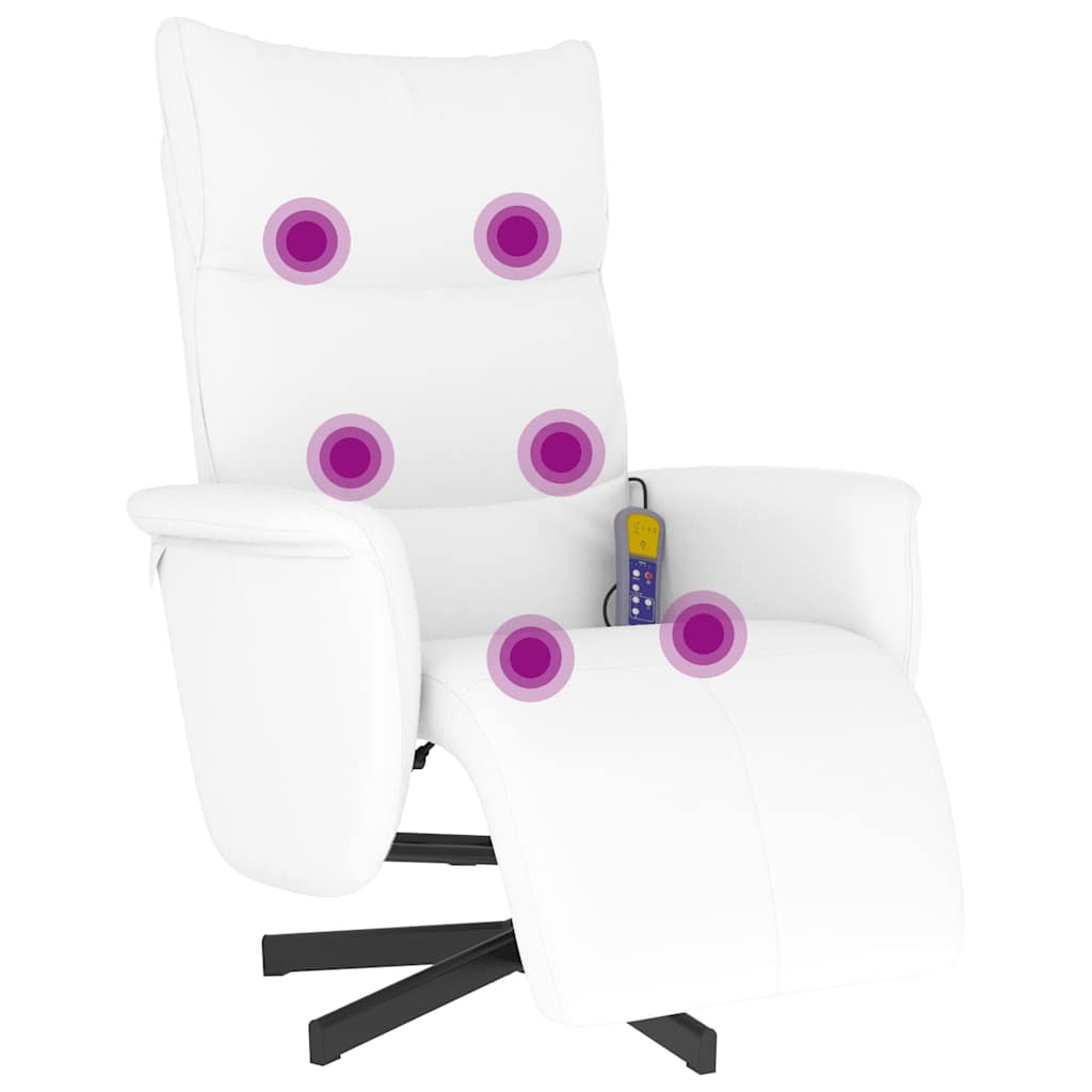 Massagesessel mit Fußteil Weiß Kunstleder