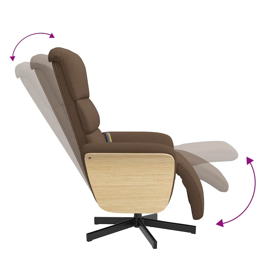 Massagesessel mit Fußteil Braun Stoff