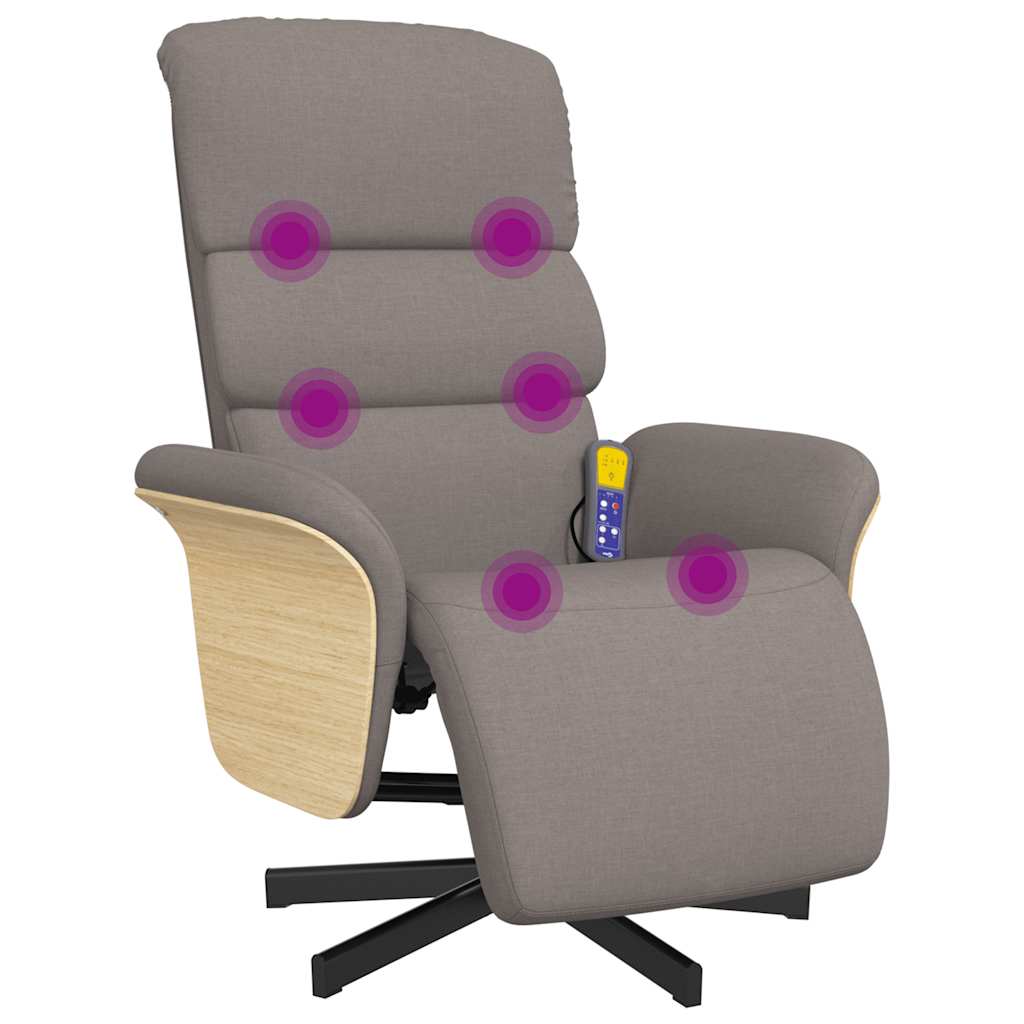 Massagesessel mit Fußteil Taupe Stoff