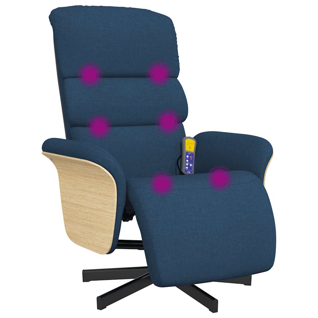 Massagesessel mit Fußteil Blau Stoff