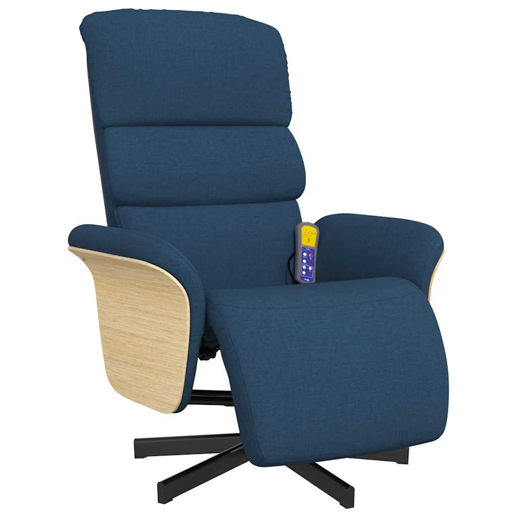 Massagesessel mit Fußteil Blau Stoff