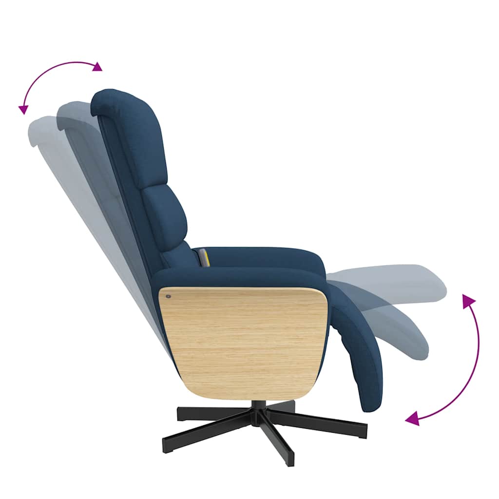 Massagesessel mit Fußteil Blau Stoff