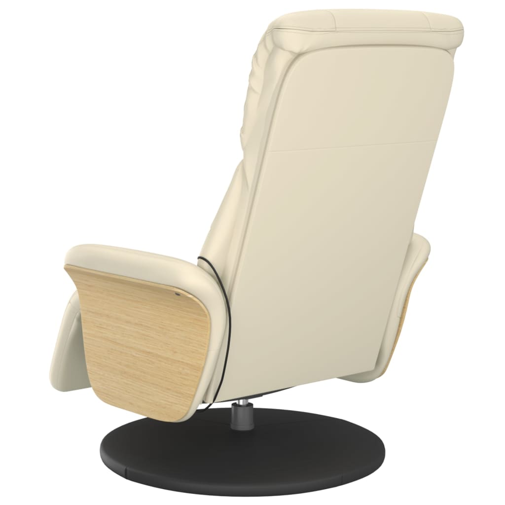 Massagesessel mit Fußteil Creme Kunstleder