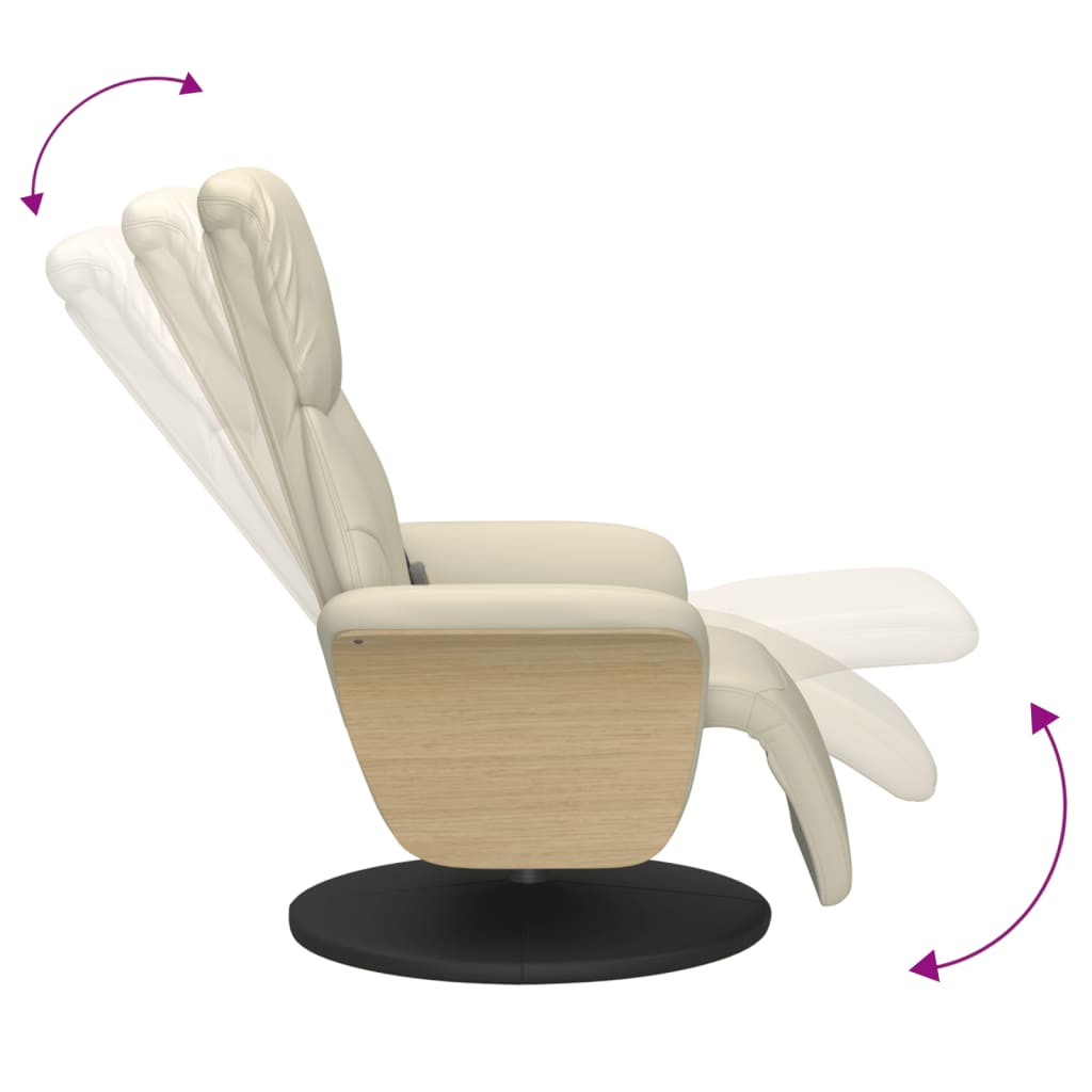 Massagesessel mit Fußteil Creme Kunstleder