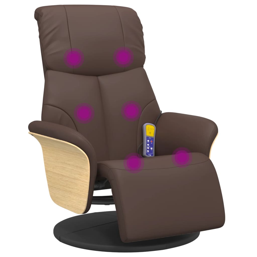 Massagesessel mit Fußteil Braun Kunstleder