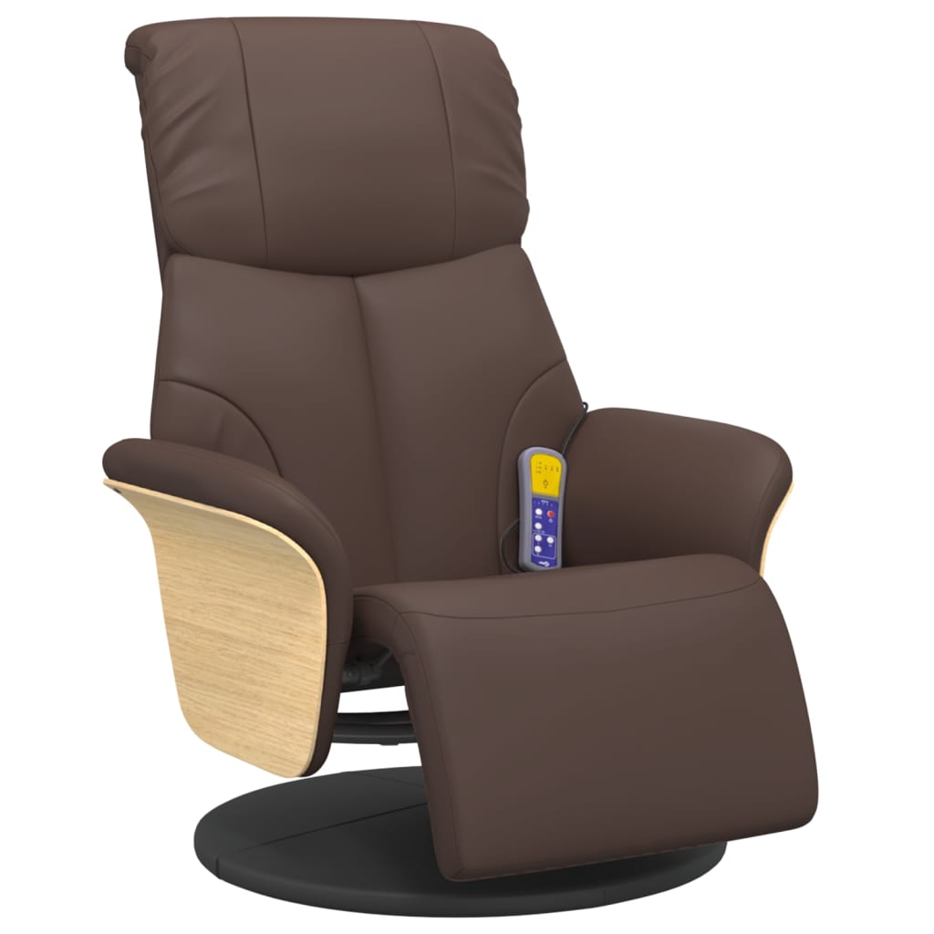 Massagesessel mit Fußteil Braun Kunstleder