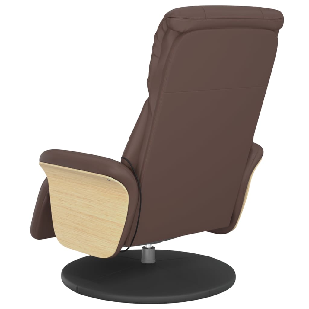 Massagesessel mit Fußteil Braun Kunstleder