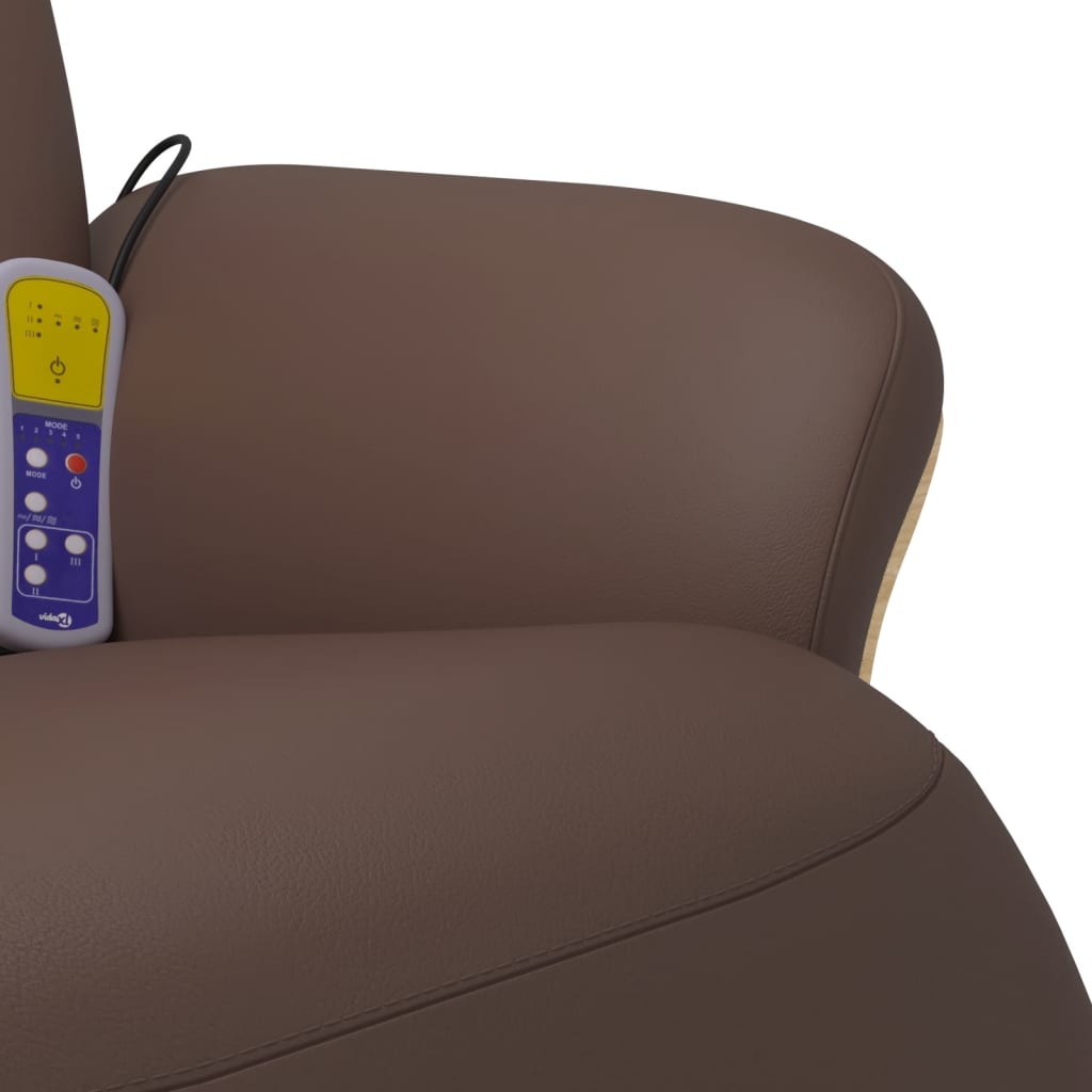 Massagesessel mit Fußteil Braun Kunstleder
