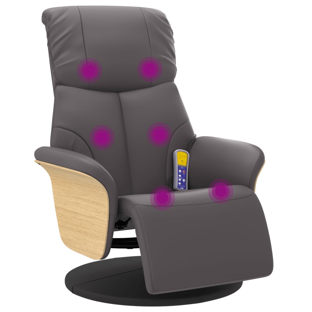 Massagesessel mit Fußteil Grau Kunstleder