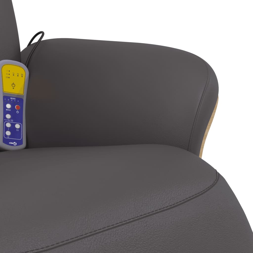 Massagesessel mit Fußteil Grau Kunstleder