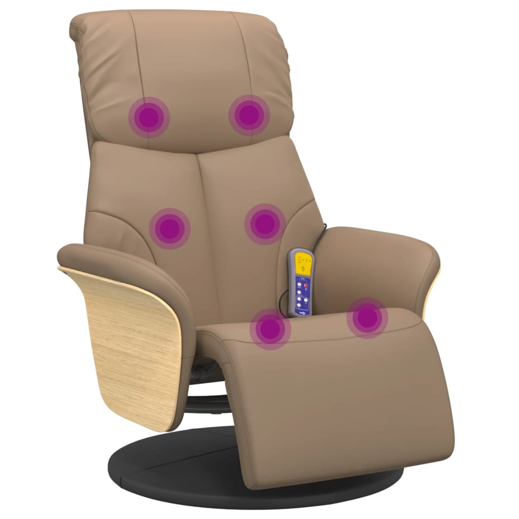 Massagesessel mit Fußteil Cappuccino-Braun Kunstleder