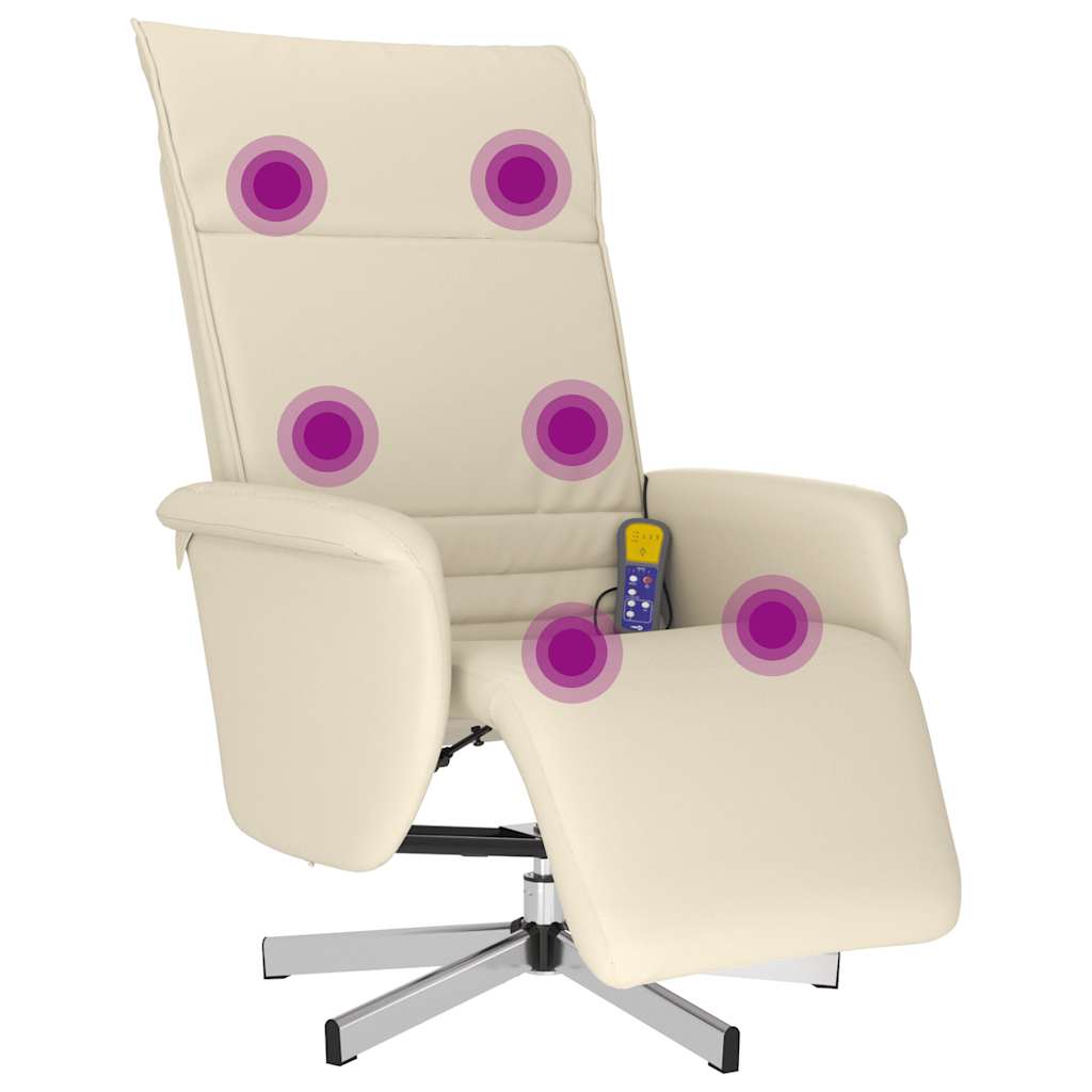 Massagesessel mit Fußteil Creme Kunstleder