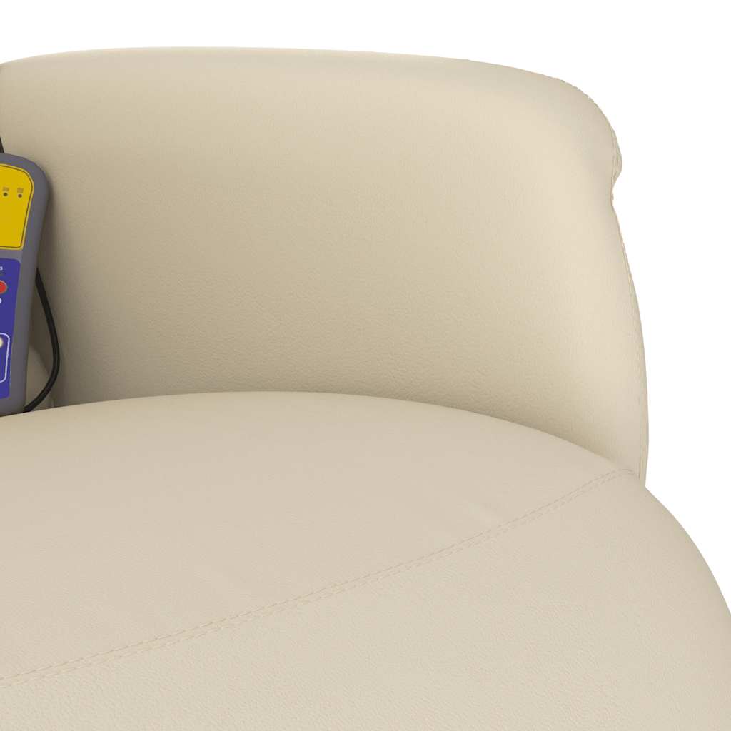 Massagesessel mit Fußteil Creme Kunstleder