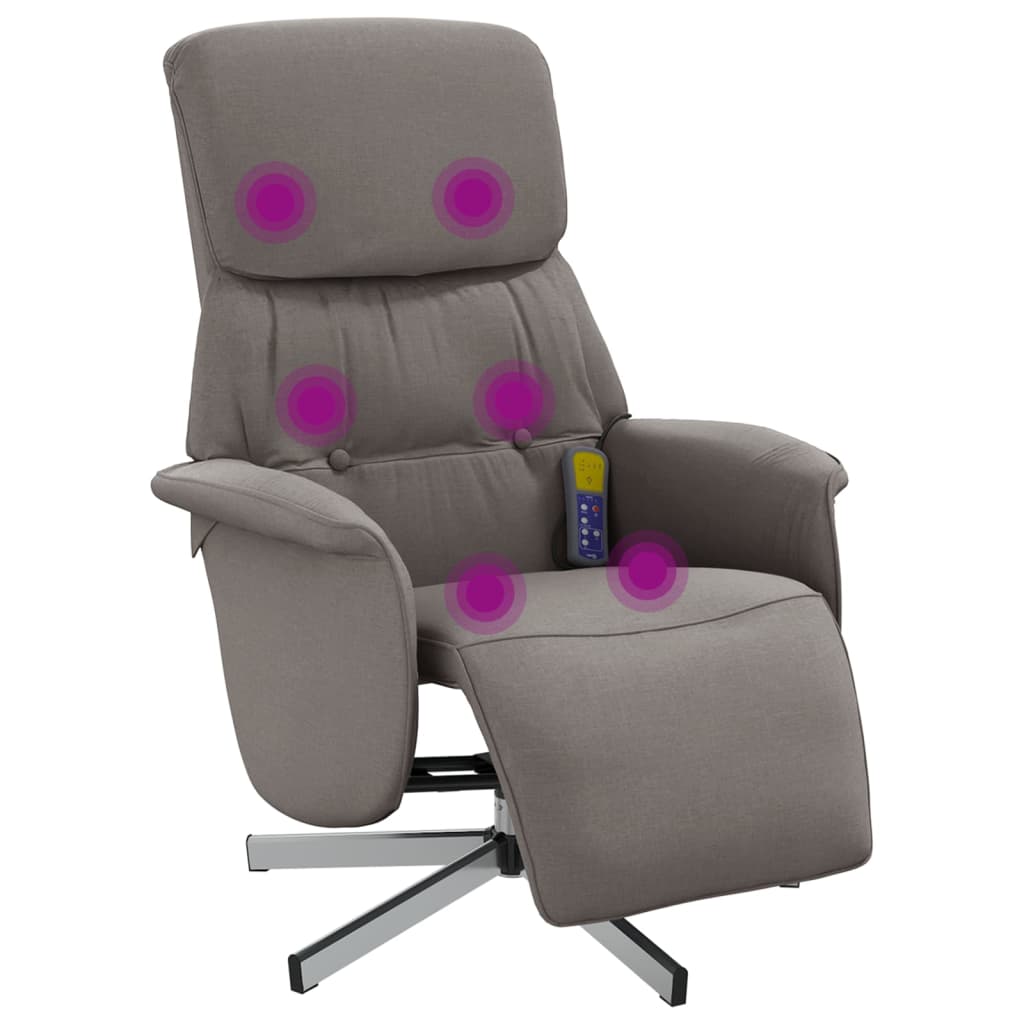 Massagesessel mit Fußteil Taupe Stoff