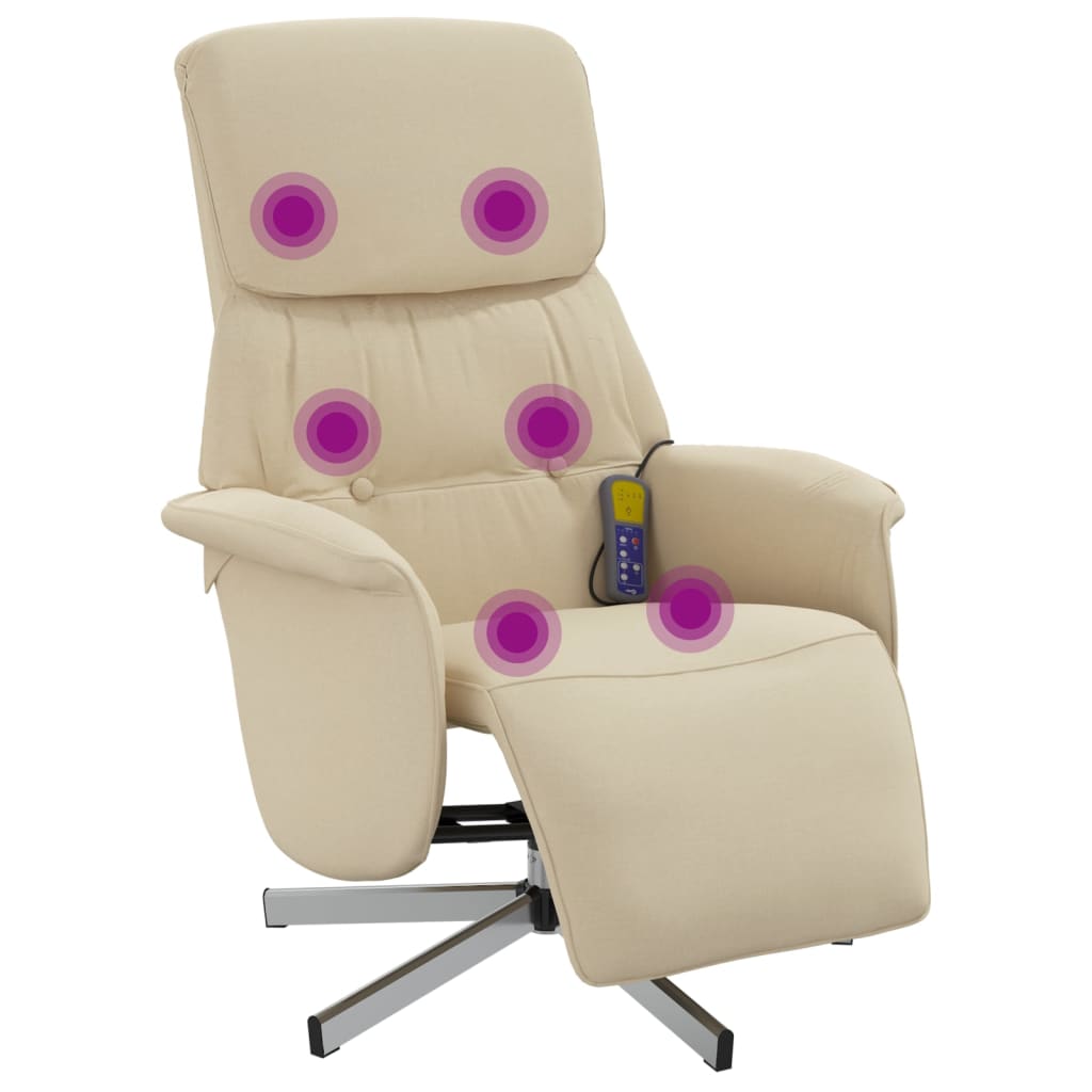 Massagesessel mit Fußteil Creme Stoff