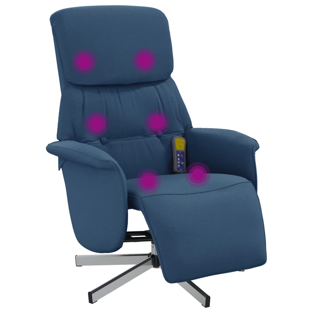 Massagesessel mit Fußteil Blau Stoff