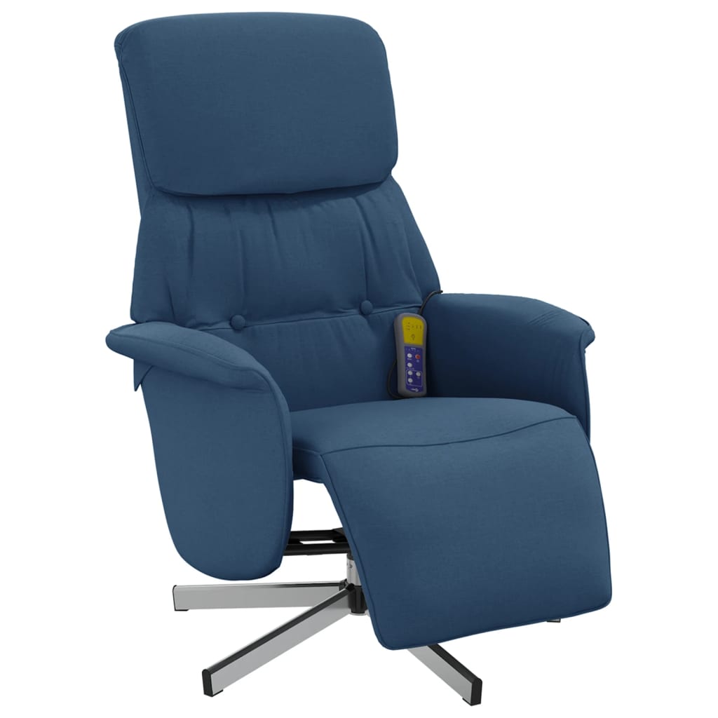 Massagesessel mit Fußteil Blau Stoff