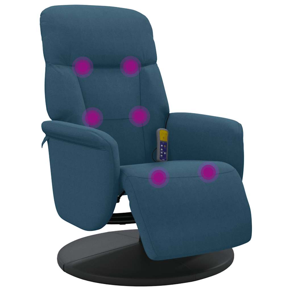 Massagesessel mit Fußteil Blau Samt