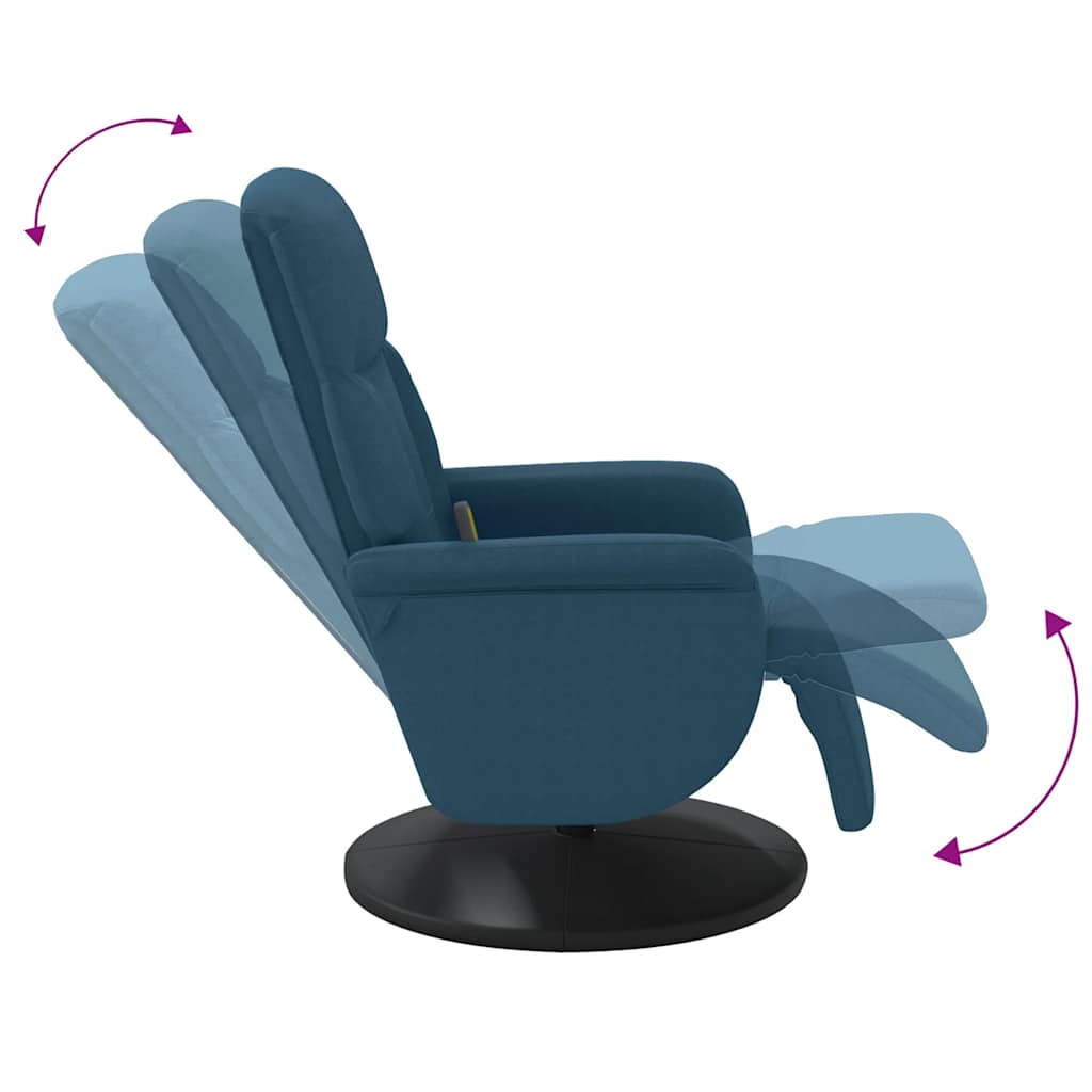 Massagesessel mit Fußteil Blau Samt