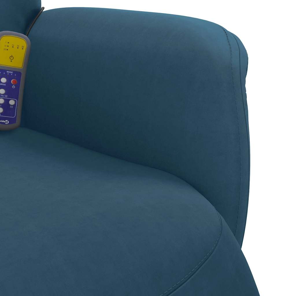 Massagesessel mit Fußteil Blau Samt