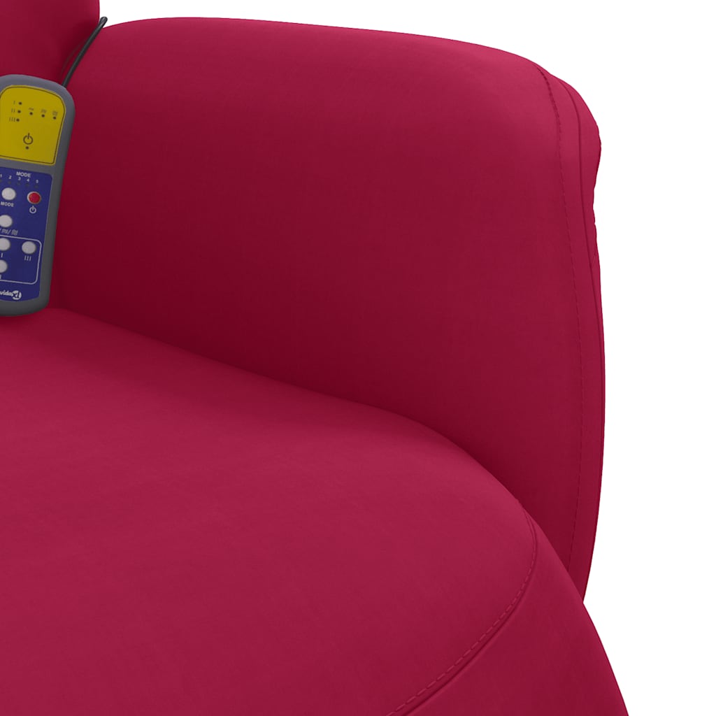 Massagesessel mit Fußteil Weinrot Samt