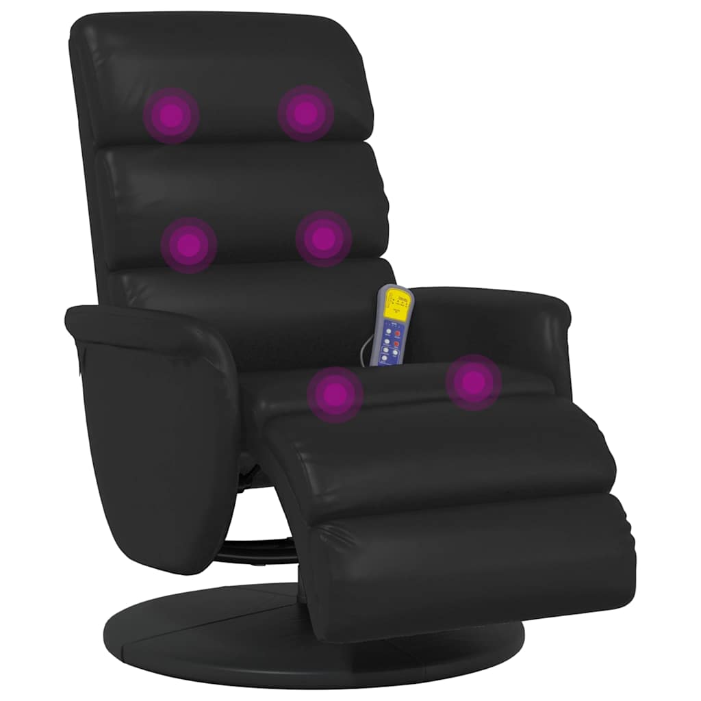 Massagesessel mit Fußteil Schwarz Kunstleder