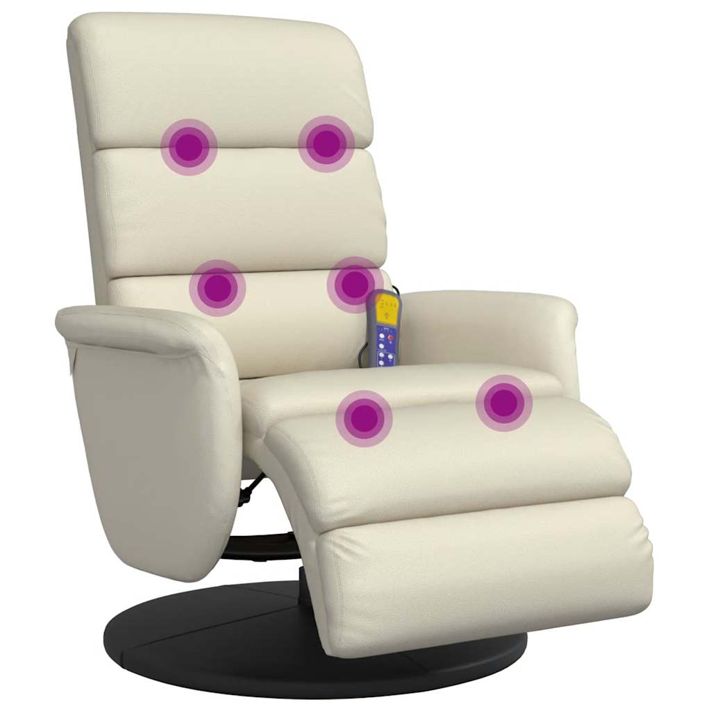 Massagesessel mit Fußteil Creme Kunstleder