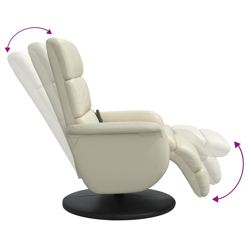Massagesessel mit Fußteil Creme Kunstleder