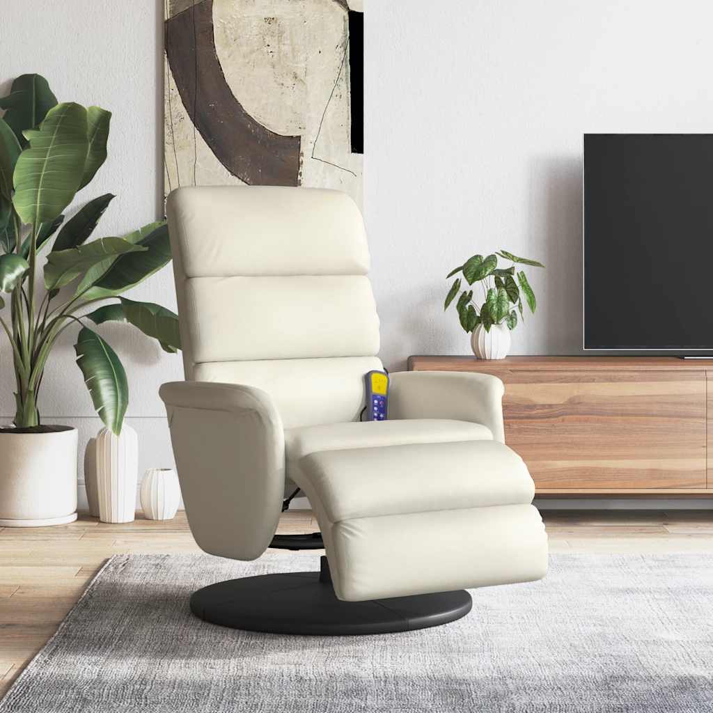 Massagesessel mit Fußteil Creme Kunstleder