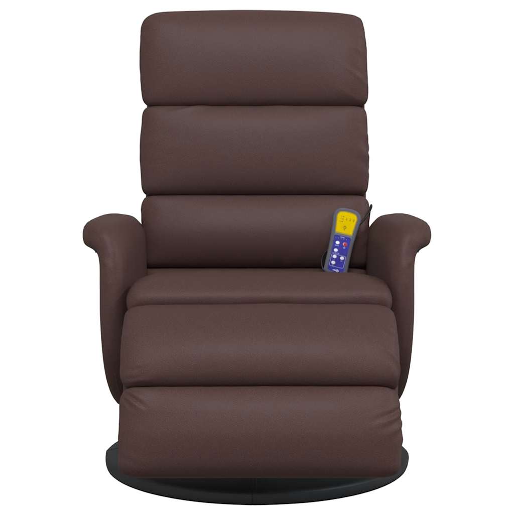 Massagesessel mit Fußteil Braun Kunstleder