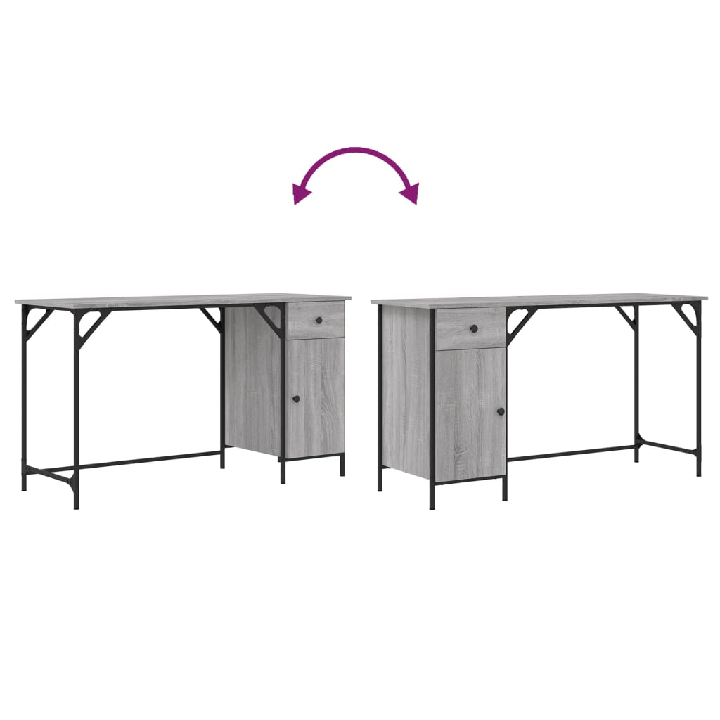 Computertisch Grau Sonoma 131x48x75 cm Holzwerkstoff