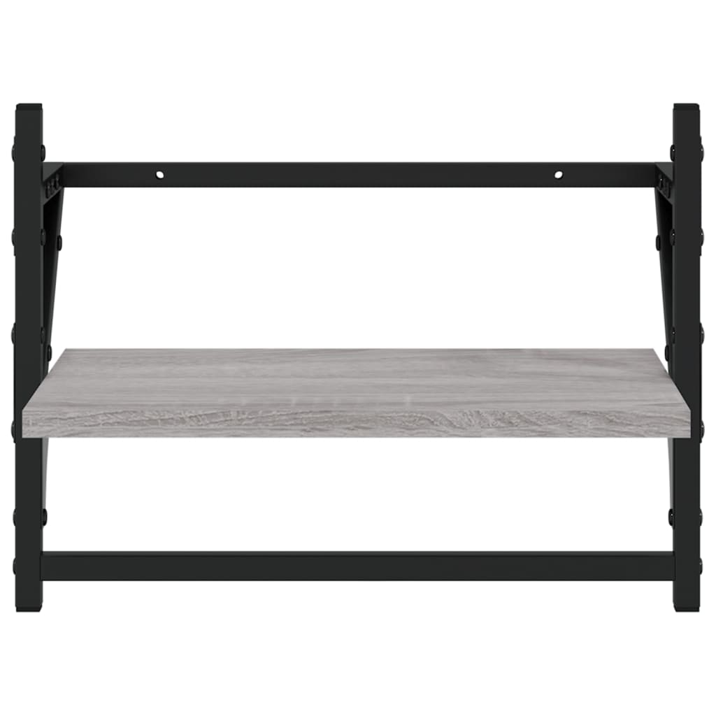 Wandregale mit Stangen 2 Stk. Grau Sonoma 40x25x30 cm
