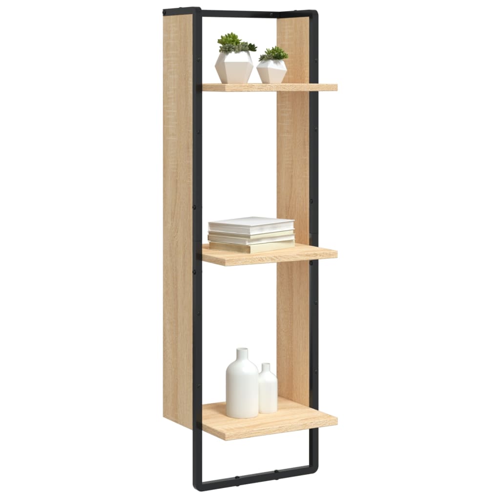 Wandregal 3 Fächer Sonoma-Eiche 30x25x100 cm Holzwerkstoff