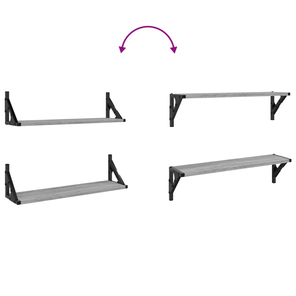 Wandregale 2 Stk. Grau Sonoma 60x15x15,5 cm