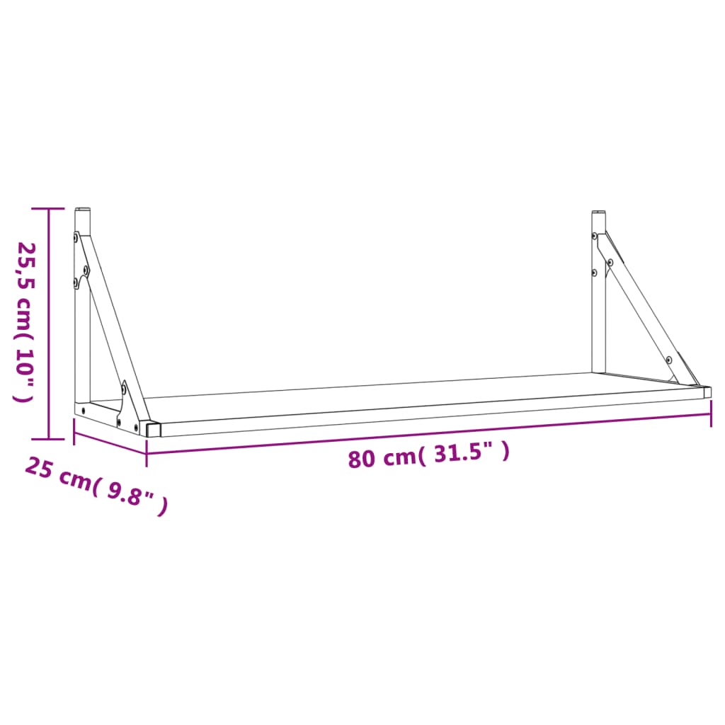 Wandregale 2 Stk. Sonoma-Eiche 80 x 25 x 25,5 cm Holzwerkstoff