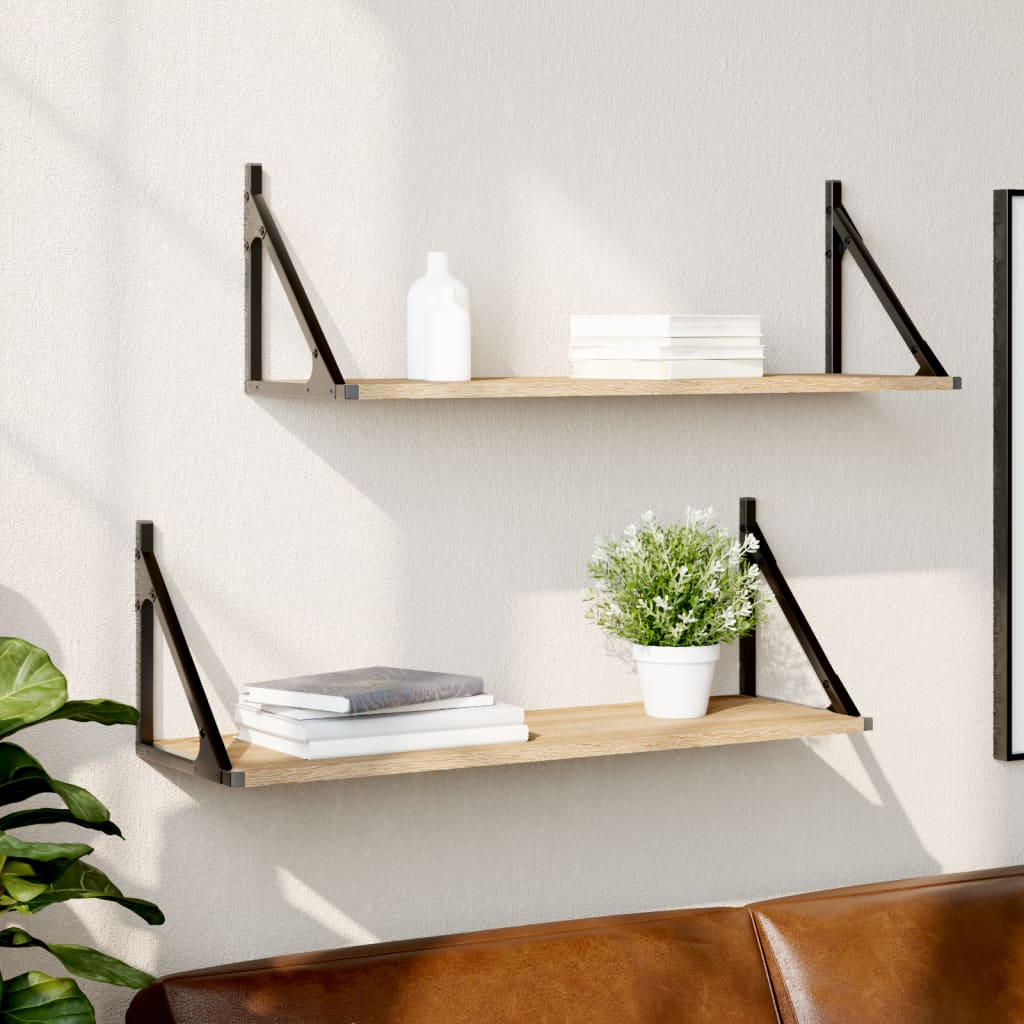 Wandregale 2 Stk. Sonoma-Eiche 80 x 25 x 25,5 cm Holzwerkstoff